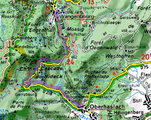 Carte - Itinraire venant de Wangenbourg